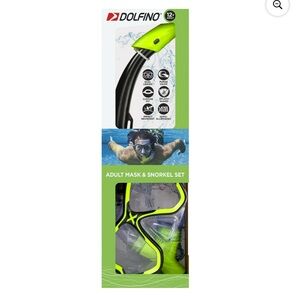 Dolfino Adult Open Mask and Snorkel Set, Black/Green, Unisex